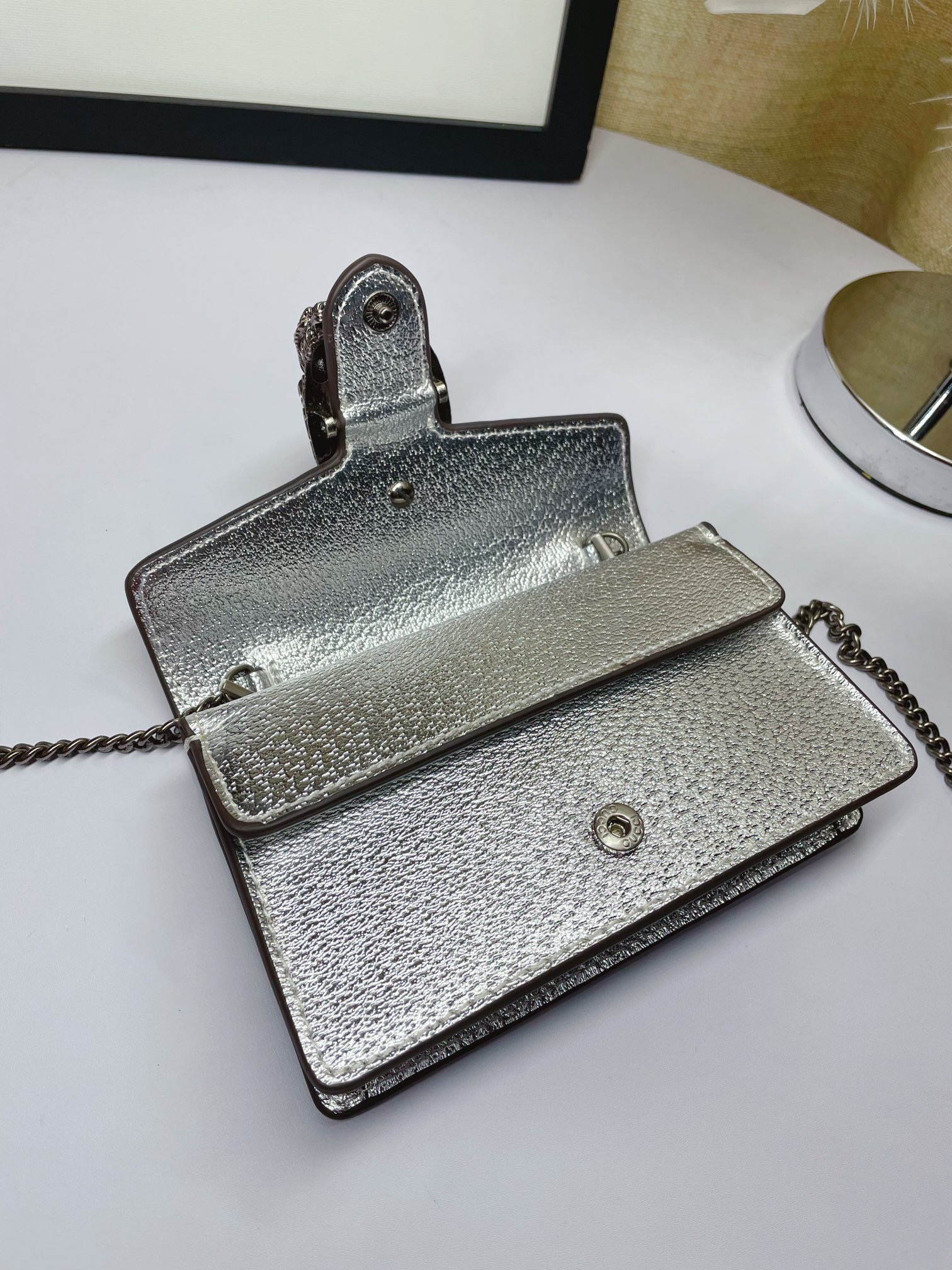 Gvc*1 Dionysus S*per Mini Bag Silver For Women, Women’s Bags 6.5in/17cm GG 476432 1TRBN 8173