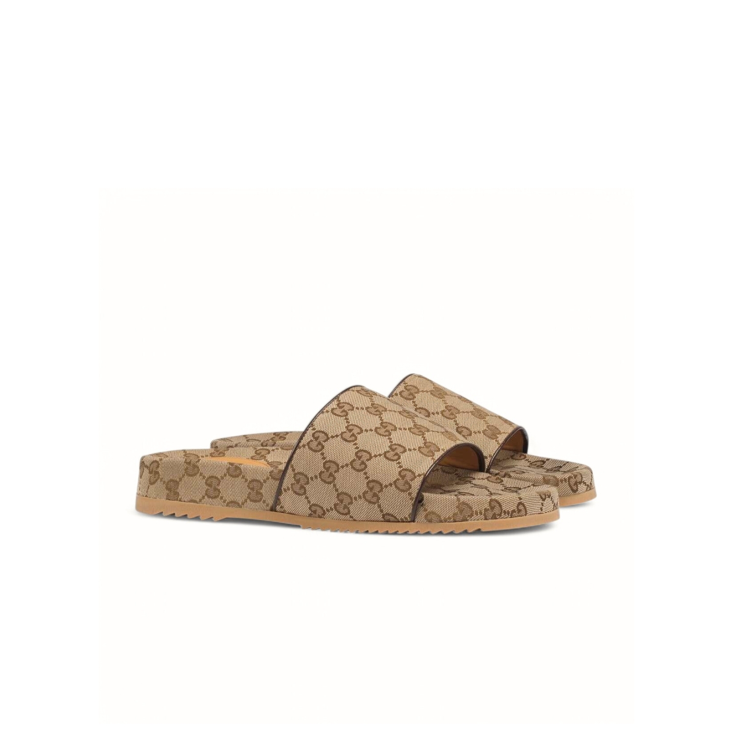 Gvc*1 Men’s Beige & Brown-GG Slide Sandals For Men 624695 H6320 9763