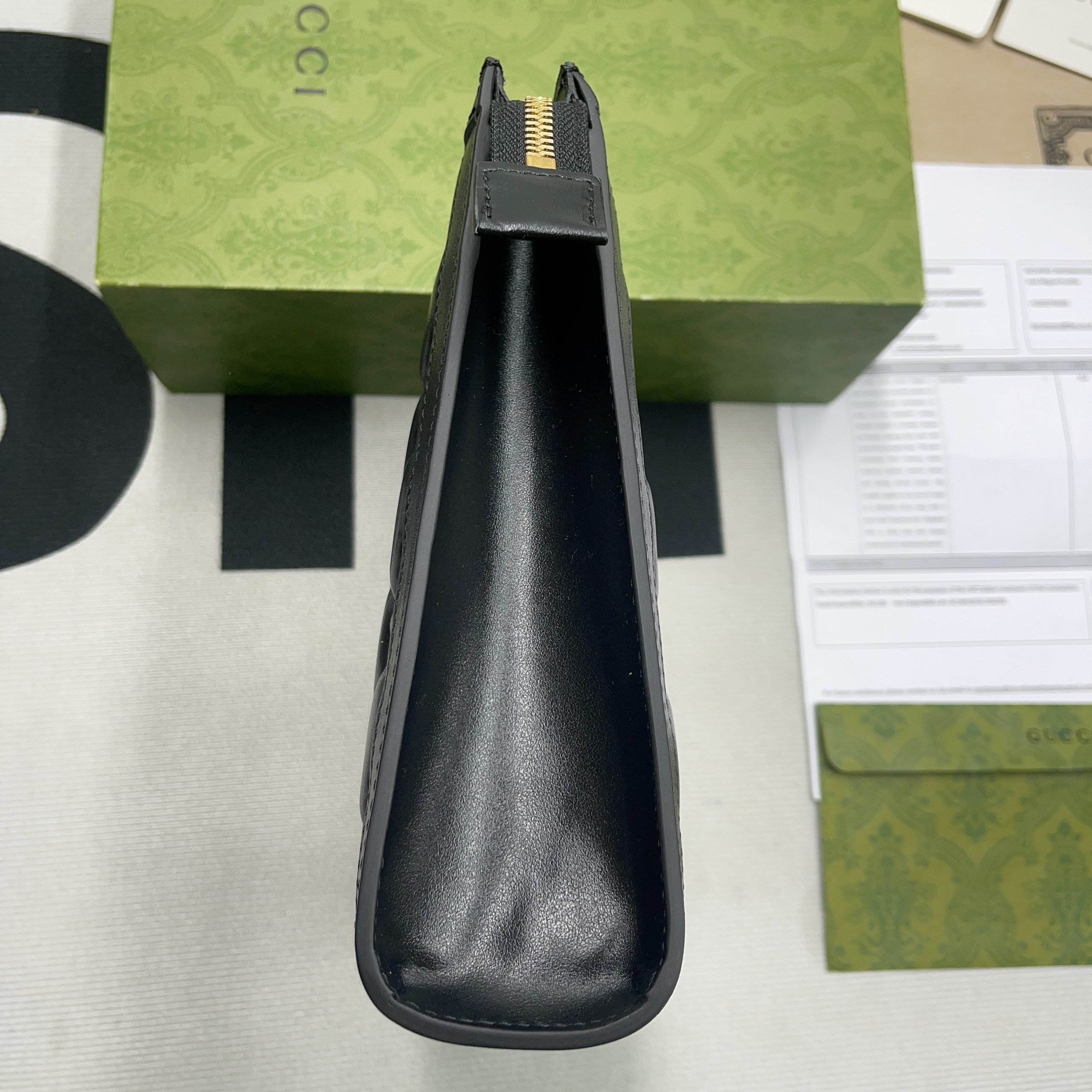 Gvc*1 GG Matelassé Pouch Black/Brown/ Grey For Women‎ 723780 UM8IG 1000 10.6 in/ 27 cm