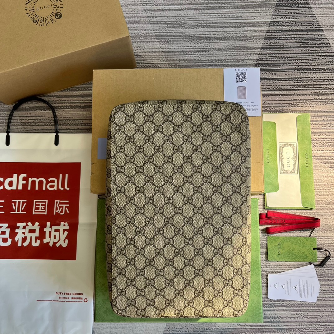 Gvc*1 GG Large Packing Cube Svp*me Canvas Beige/Grey For Men 13.2in/33.5cm ‎‎‎726669 KGD0N 4060