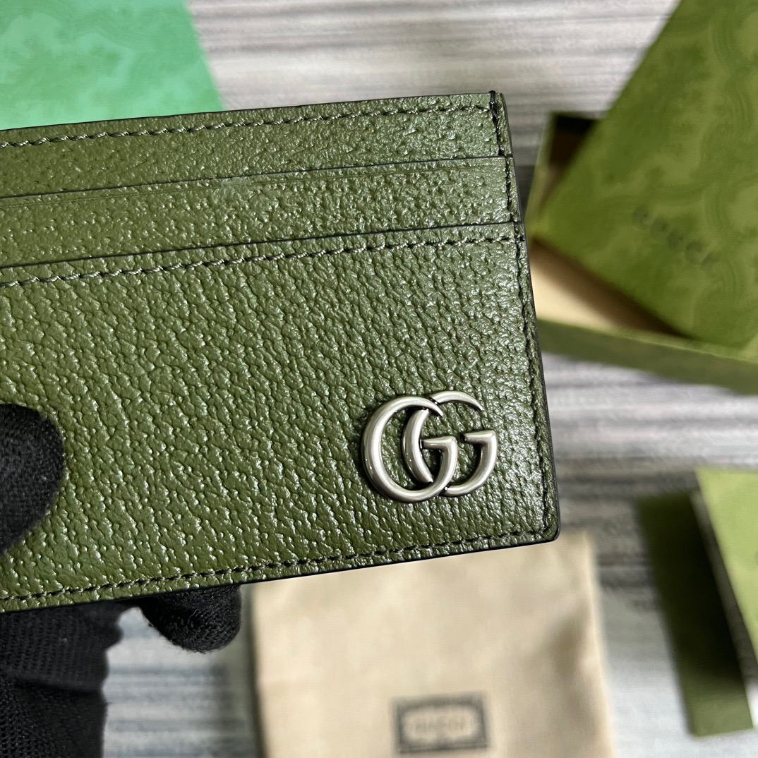 Gvc*1 GG Marmont Card Case Green For Men 4.2in/11cm ‎‎‎657588 DJ20F 3352