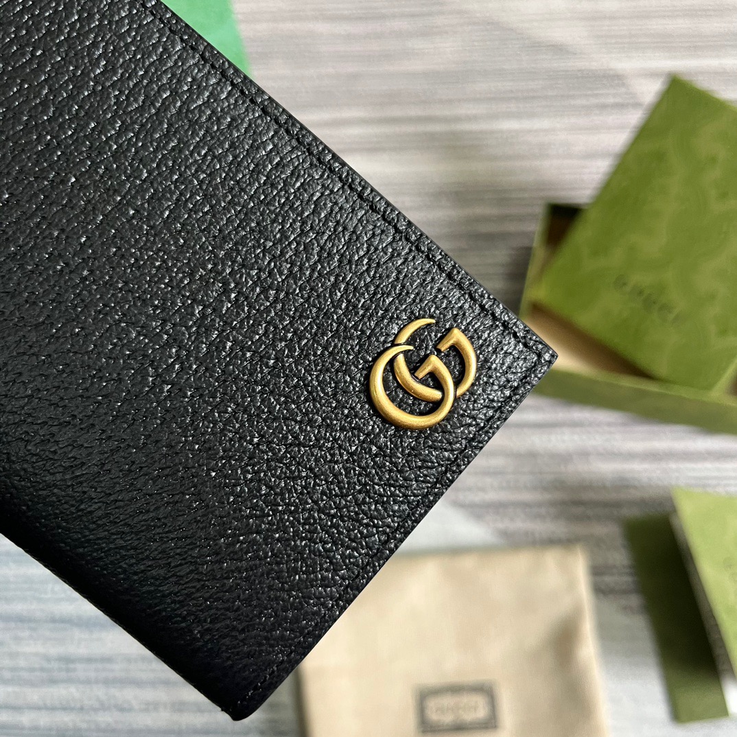 Gvc*1 GG Marmont Long Wallet Black For Men 7.1in/18cm ‎‎‎428740 DJ20T 1000