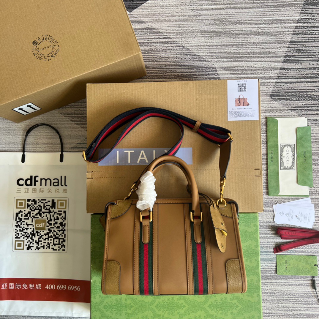 Gvc*1 Small Bauletto Top Handle Bag With Double G White/Brown For Men 10.6in/27cm