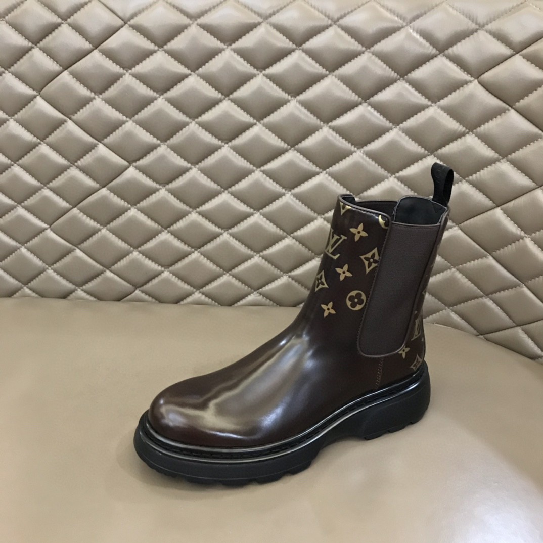 L0vis Vvtt0n LV Bold Chelsea Boots Monogram Flower Brown For Men 1A9FEI