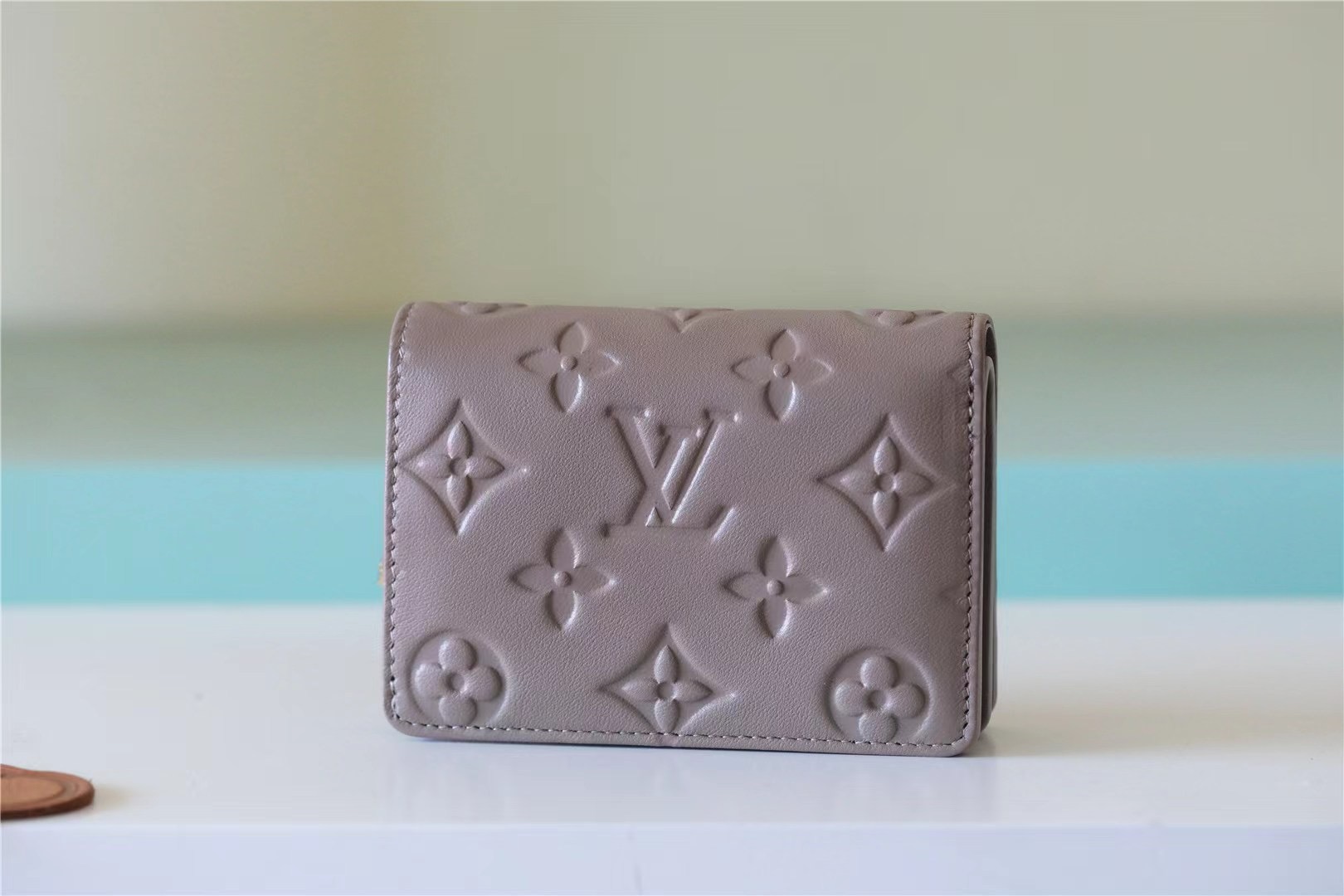Lou Wallet Monogram Embossed Light Brown For Women 4.3in/11cm
