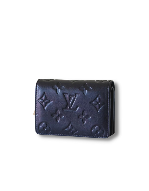 L0vis Vvtt0n Lou Wallet Monogram Embossed Black For Women 4.3in/11cm