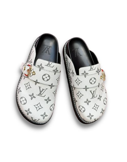 L0vis Vvtt0n LV Easy Mule Monogram Canvas White For Men