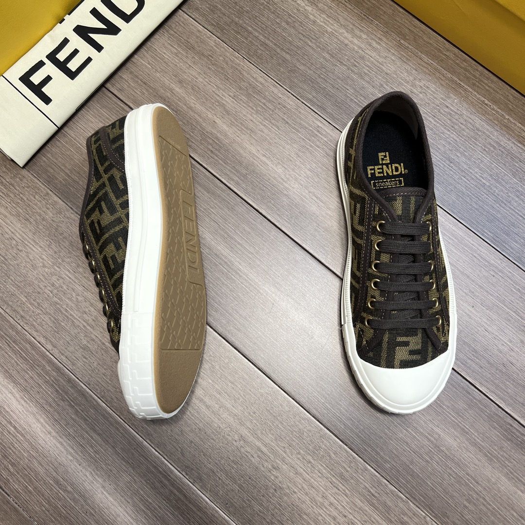 F**di FD Domino Fabric Low-Tops Sneakers Brown For Men 7E1553AJZXF0R7V
