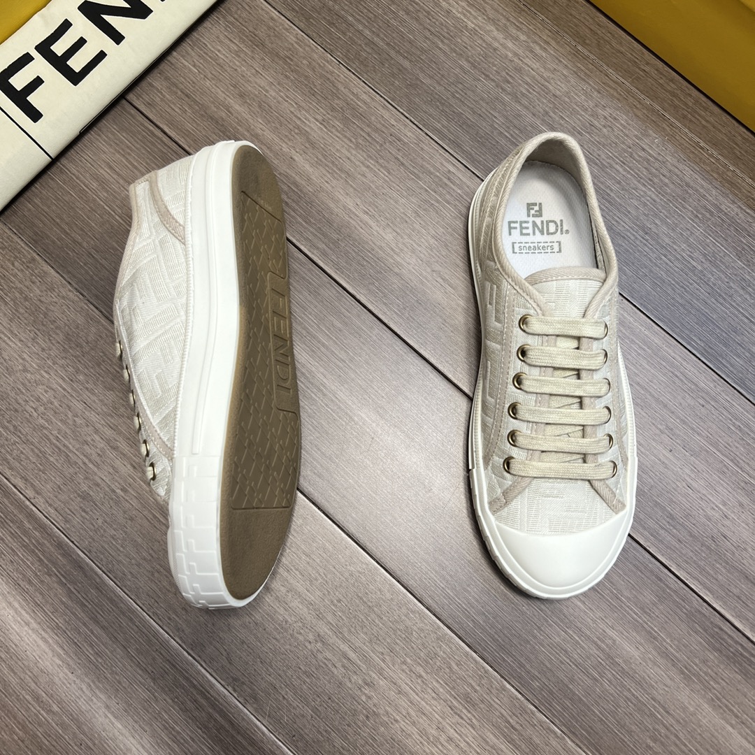 F**di FD Domino Fabric Low-Tops Sneakers White For Men 7E1553AK1PF1GQF