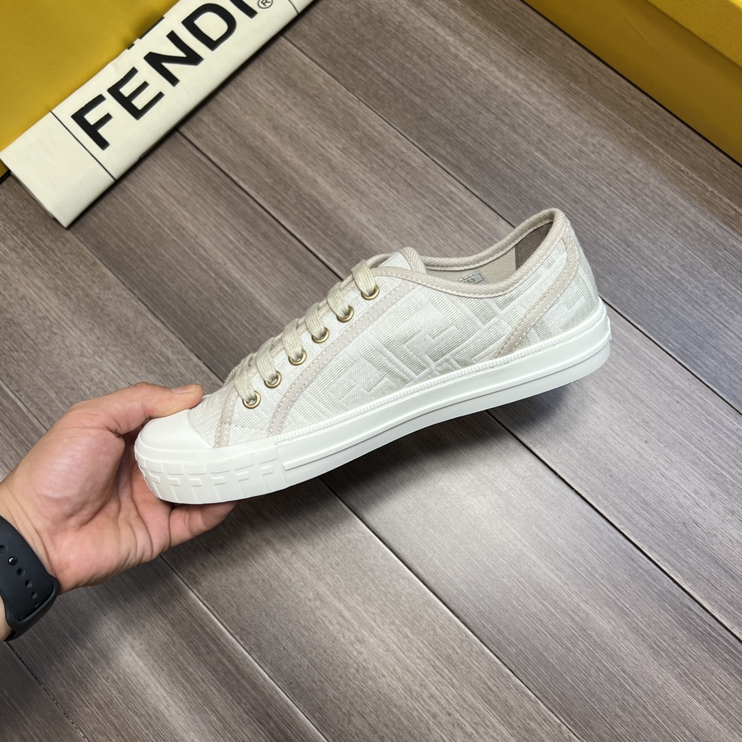 F**di FD Domino Fabric Low-Tops Sneakers White For Men 7E1553AK1PF1GQF