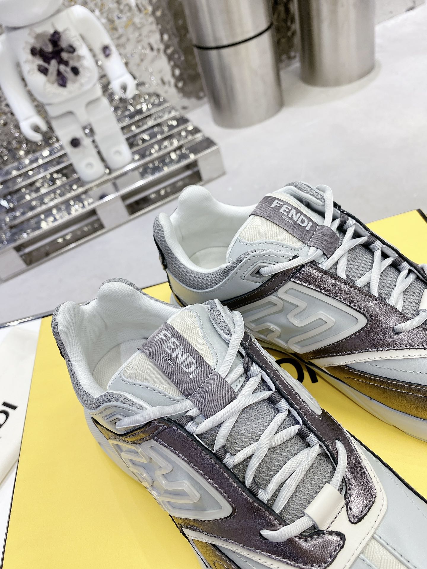 F**di FD F**di Faster Low-Tops Sneakers Grey For Men 7E1555AKX4F1ICJ