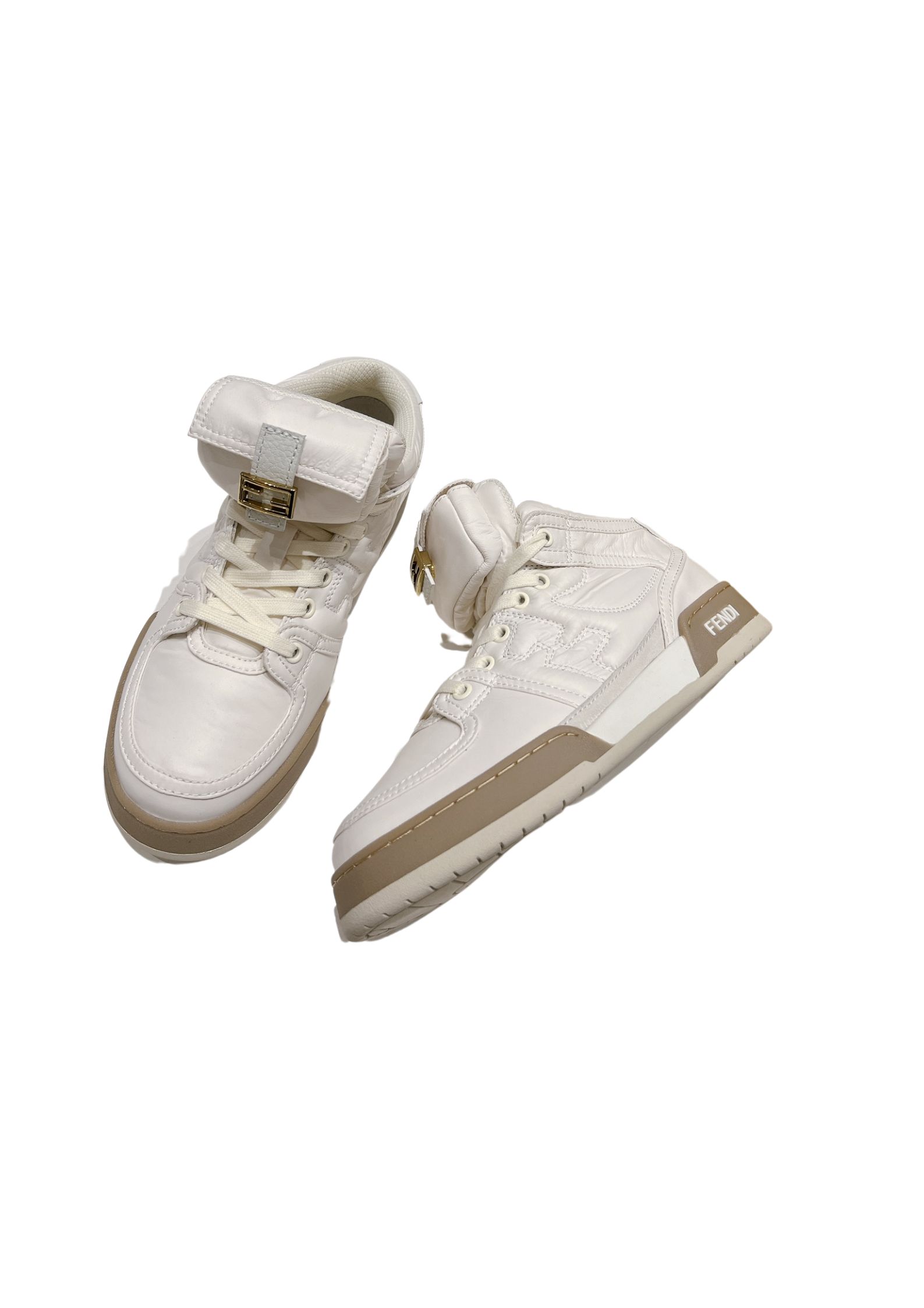 FD F**di Match Lace-Up High-Top Sneakers White For Women