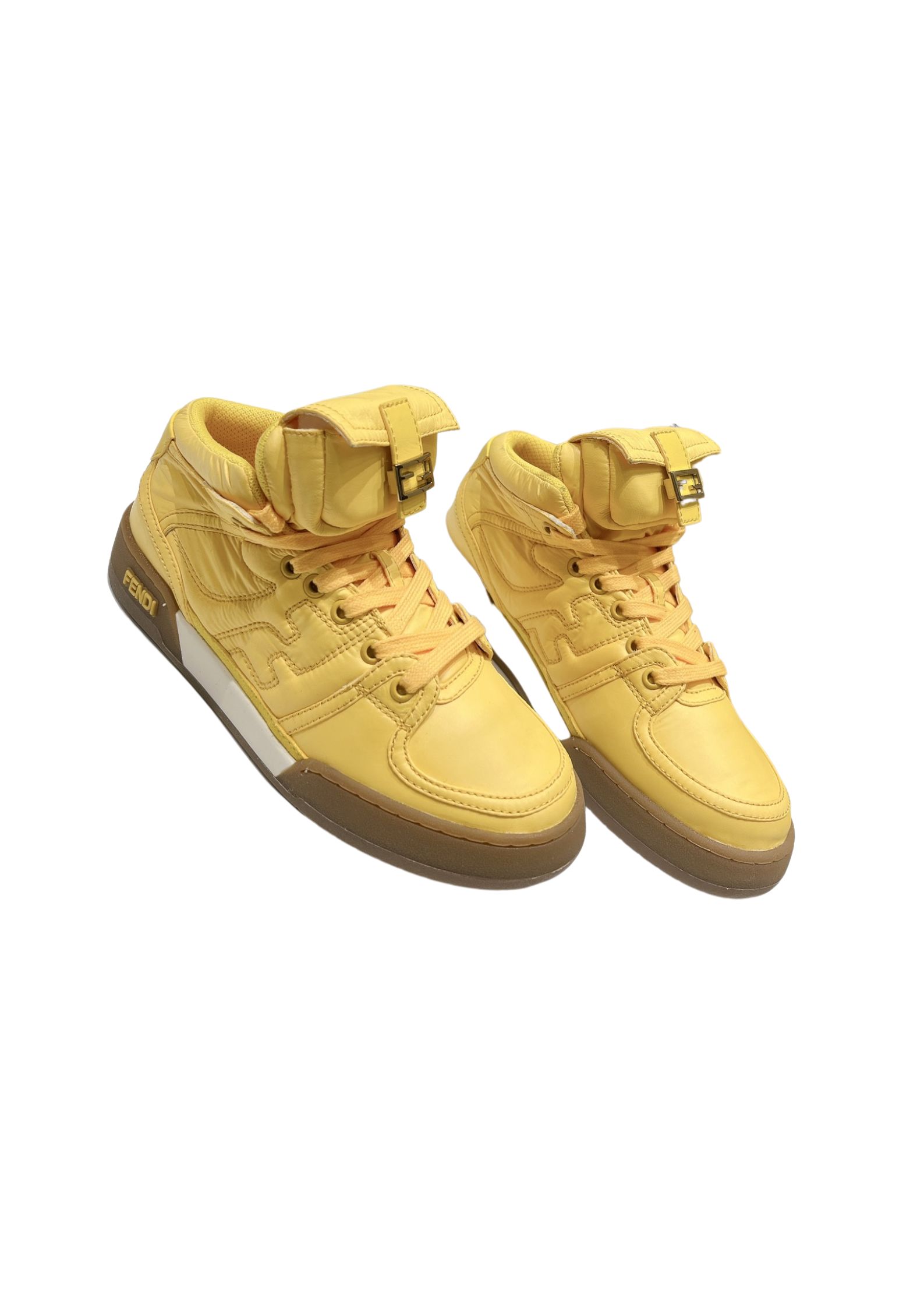 FD F**di Match Lace-Up High-Top Sneakers Yellow For Women