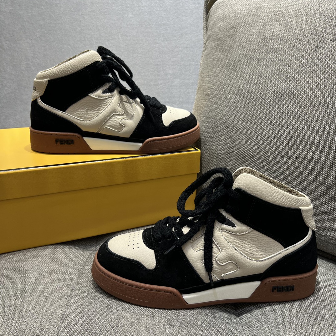 F**di FD F**di Match Lace-Up Hight-Tops Sneakers Black For Men 8E8358AHH2F1FZB