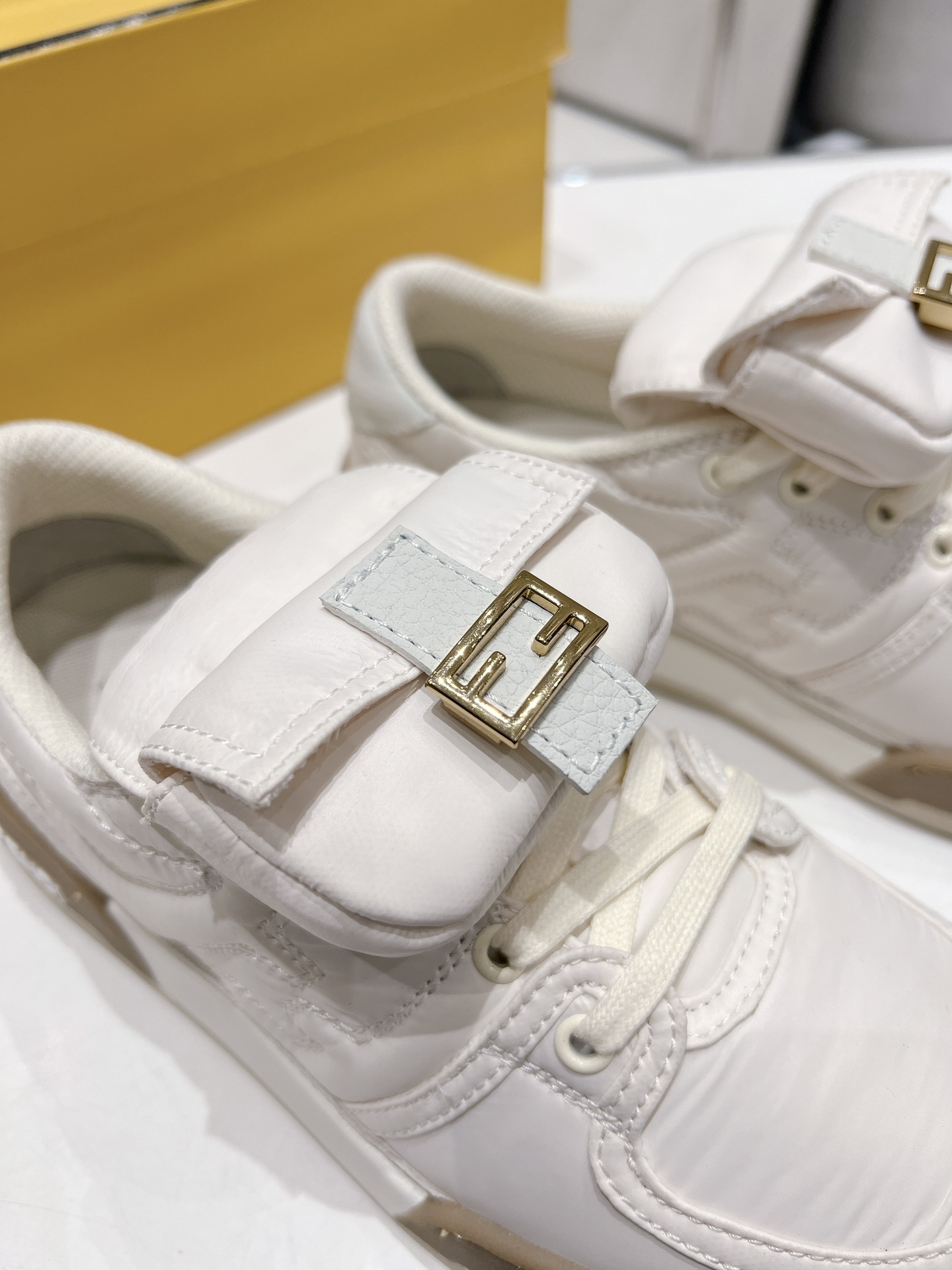 FD F**di Match Lace-Up Low-Top Sneakers White For Women