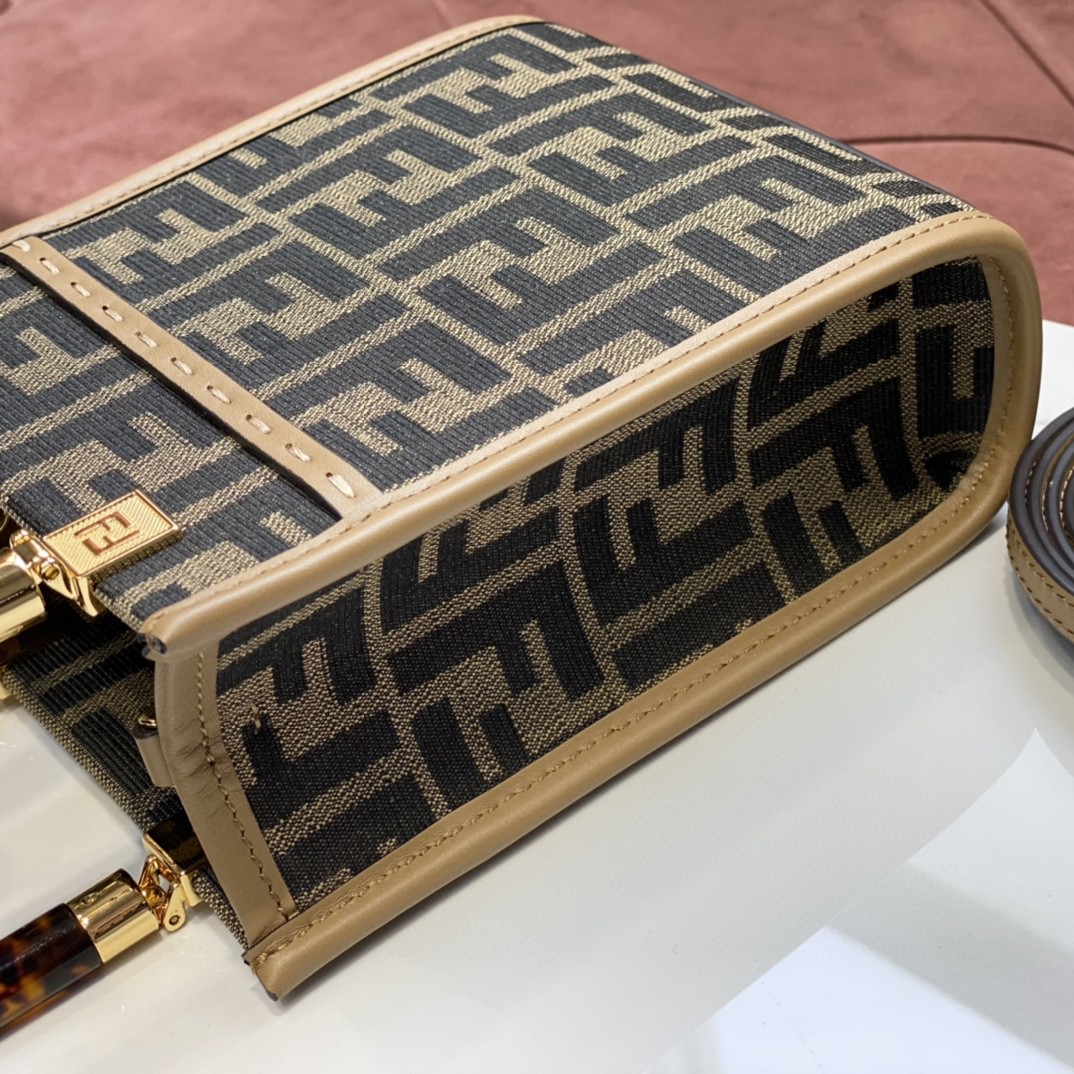 F**di FD Sunshine Mini Shopper Bag Brown For Women 7.1 in/ 18 cm