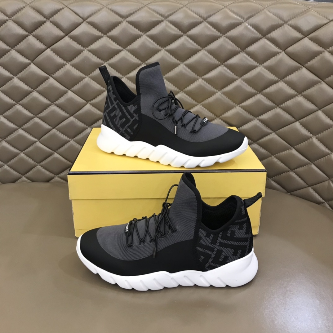 F**di FD Technical Mesh High-Tops Sneakers Grey For Men