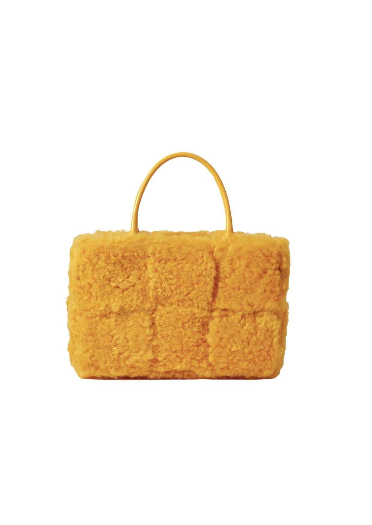 B0tt*ga Ven*ta Arco Small Trimmed Intrecciato Shearling Tote Yellow For Women 17411127377168821