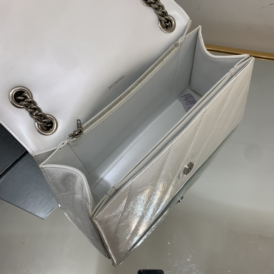 Ba1en*iaga Crush Medium Chain Bag Black/White For Women‎ 12.2in/31cm