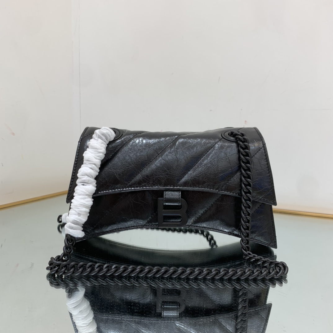 Ba1en*iaga Crush Small Chain Bag Black/Pink/Silver/White For Women‎ 9.8in/24.9cm