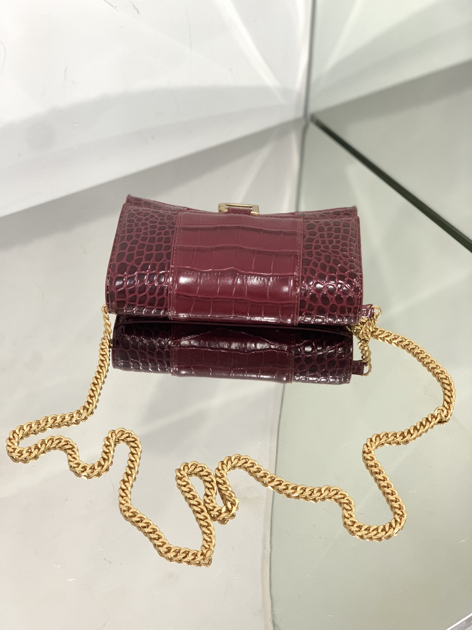 Ba1en*iaga Hourglass Wallet Pink/Burgundy/Dark Green/Black For Women‎ 7.6in/19cm 6560501LRGM6310