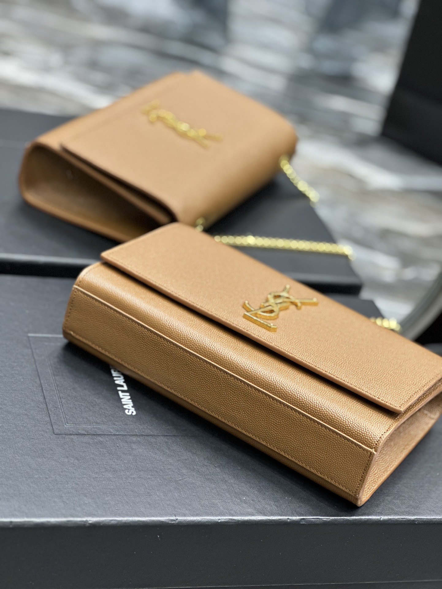 Sa1nt Lau*nt Kate Chain Bag Brown For Women‎ 9.4in/24cm