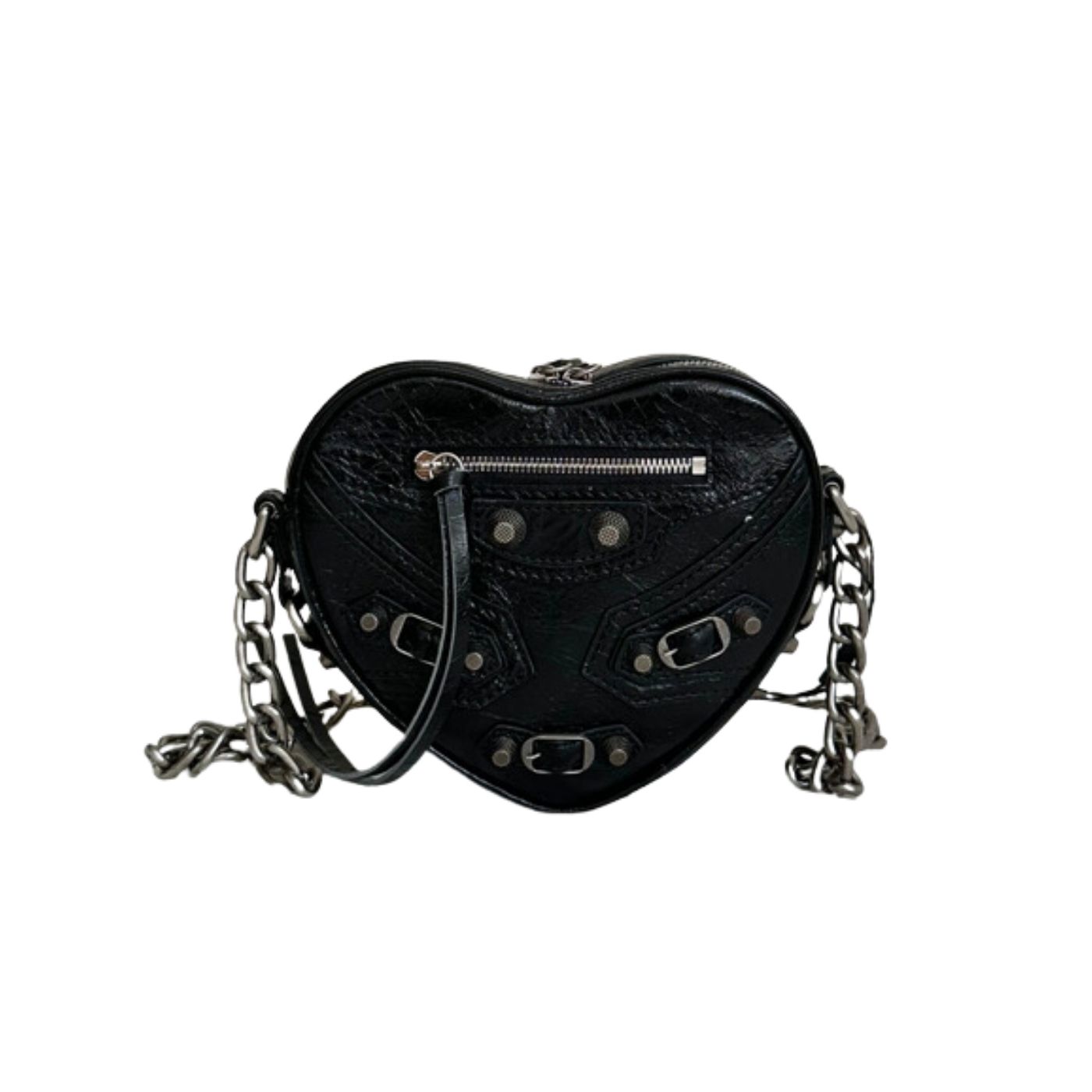 Ba1en*iaga Le Cagole Heart Mini Bag Black/Pink For Women‎ 6.3in/16cm 7227811VG9Y1000
