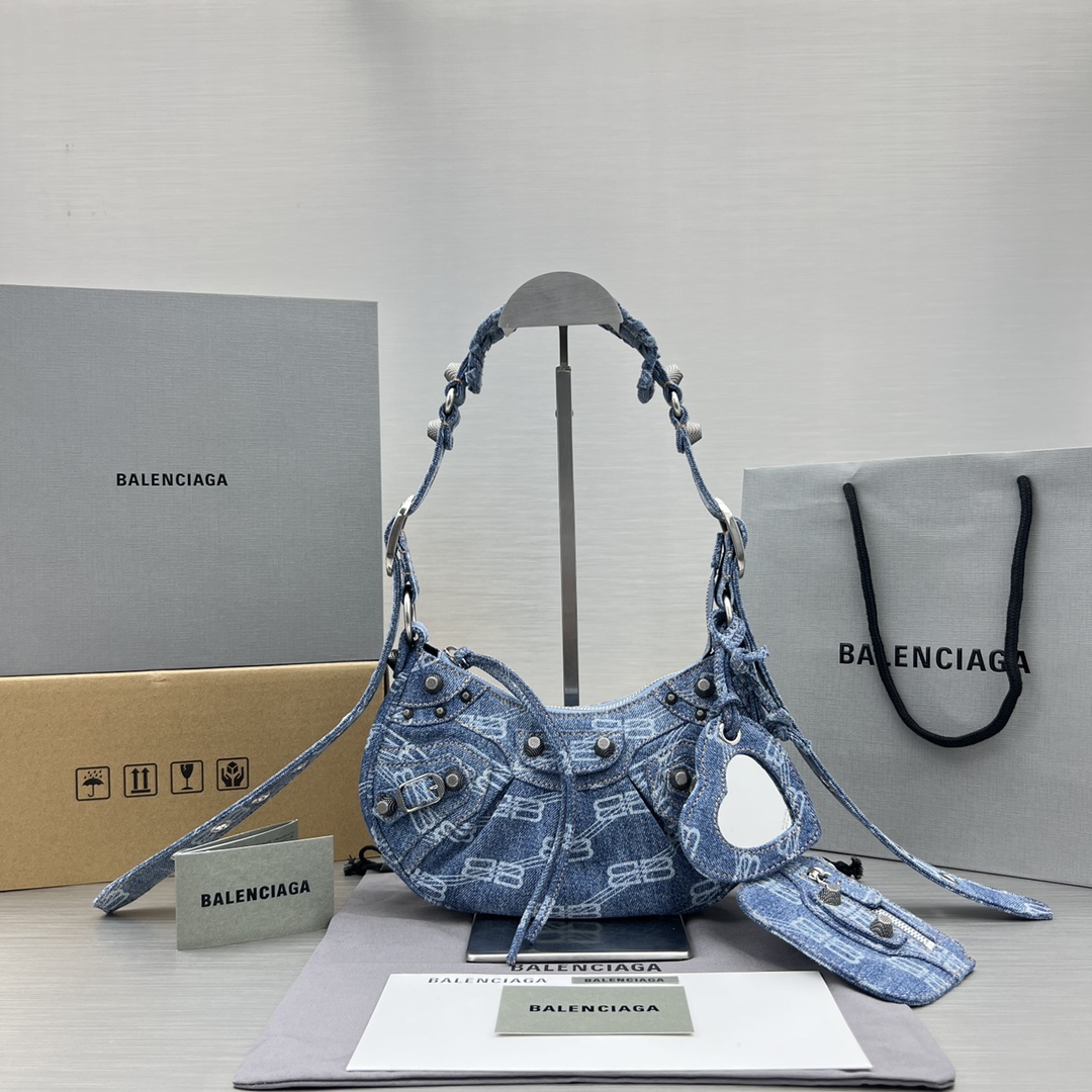 Ba1en*iaga Le Cagole XS Shoulder Bag Blue/Caramel For Women‎ 10.2in/25.9cm