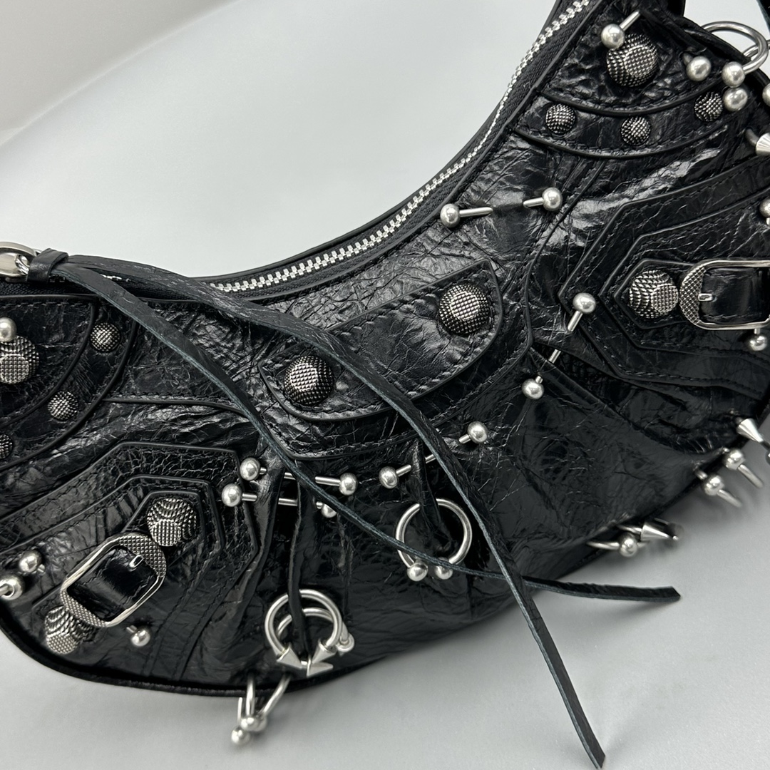 Ba1en*iaga Le Cagole XS Shoulder Bag Black/White For Women‎ 10.2in/26cm 671309210G81000