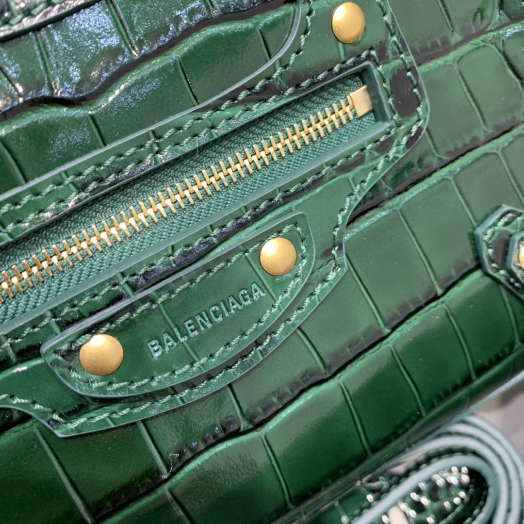 Ba1en*iaga Neo Classic Mini Handbag Black/Green For Women‎ 8.6in/21.8cm