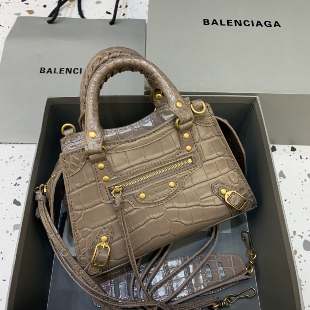 Ba1en*iaga Neo Classic Mini Handbag Black/Dark Blue/Cream/Brown/Green Khaki For Women‎ 8.6in/21.8cm
