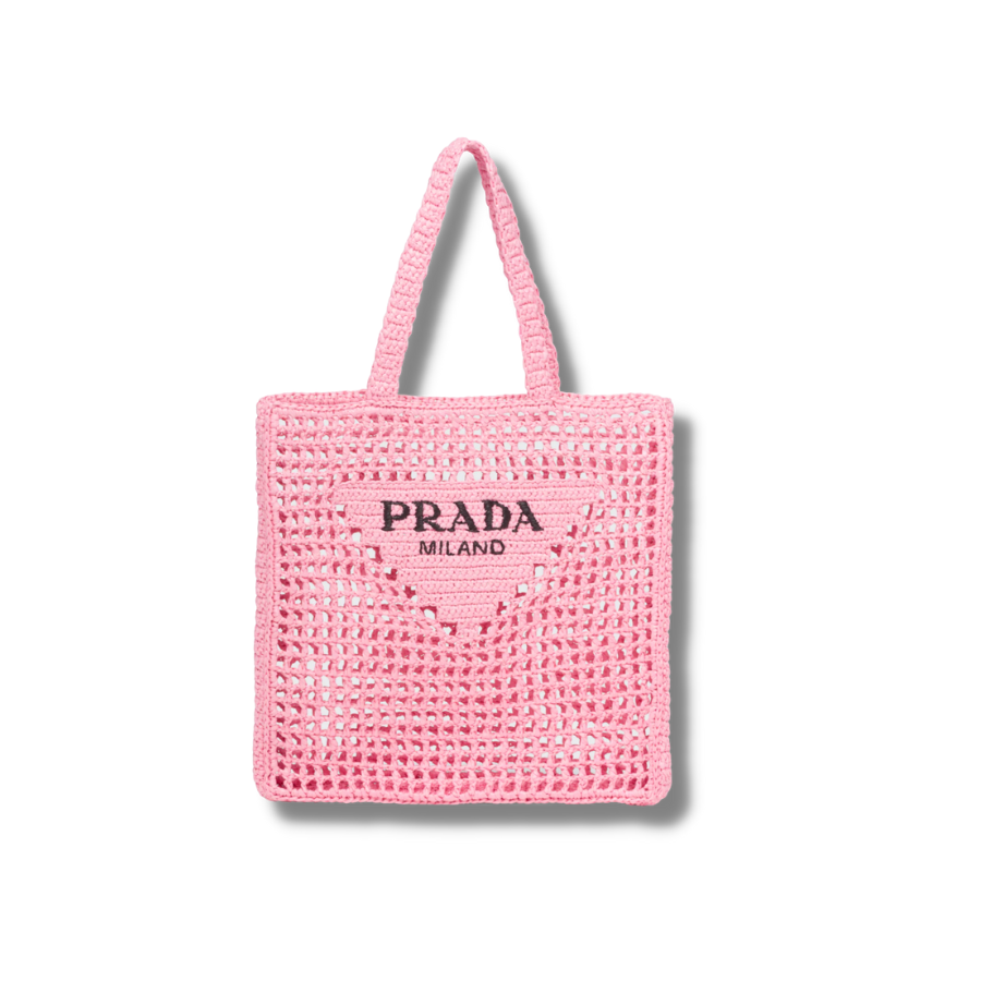 Pra*a Raffia Tote Bag Petal Pink For Women – 1BG393_2A2T_F0442_V_OOO