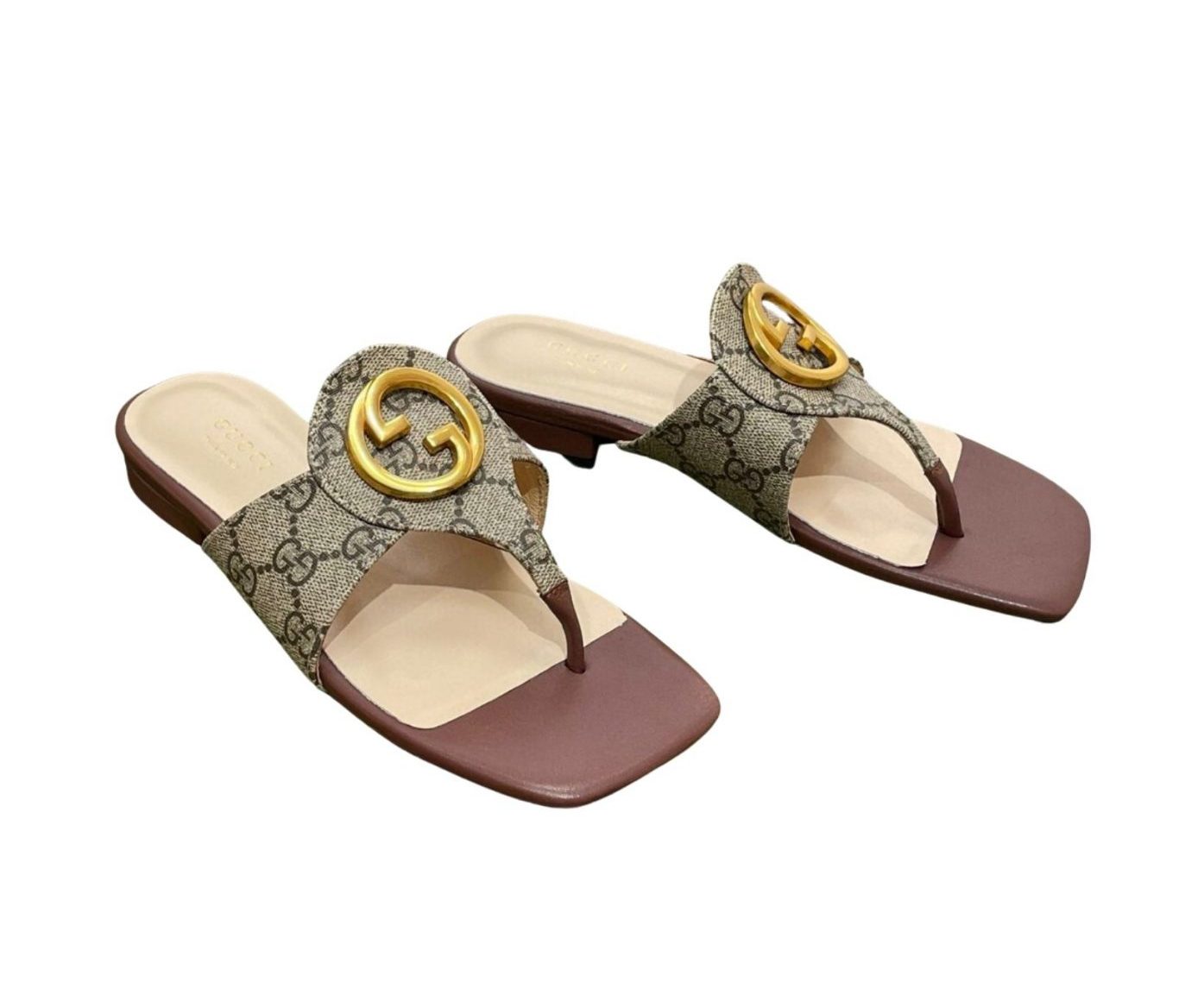 Gvc*1 Blondie Thong Sandal In Monogram Brown For Women ‎‎