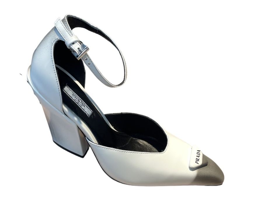 Pra*a Brushed Pumps White For Women 3.7 in/ 9.5cm