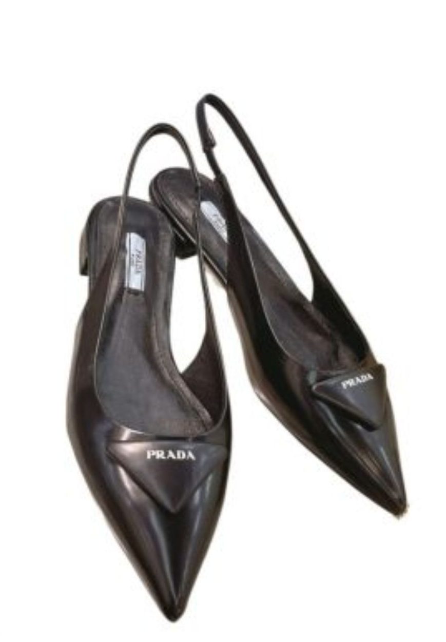 Pra*a Brushed Slingback Pumps Light Black For Women 0.4 in/ 1 cm