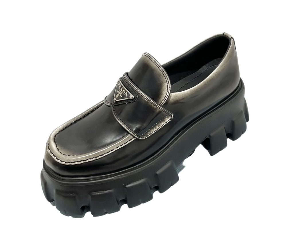 Pra*a Monolith Ombré Brushed Loafers Light Black For Women 2.1 in/ 5.5cm