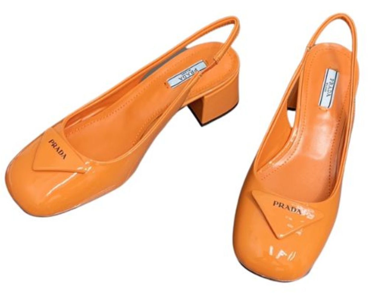 Pra*a Patent Slingback Pumps Orange For Women 2.1 in/ 5.5 cm