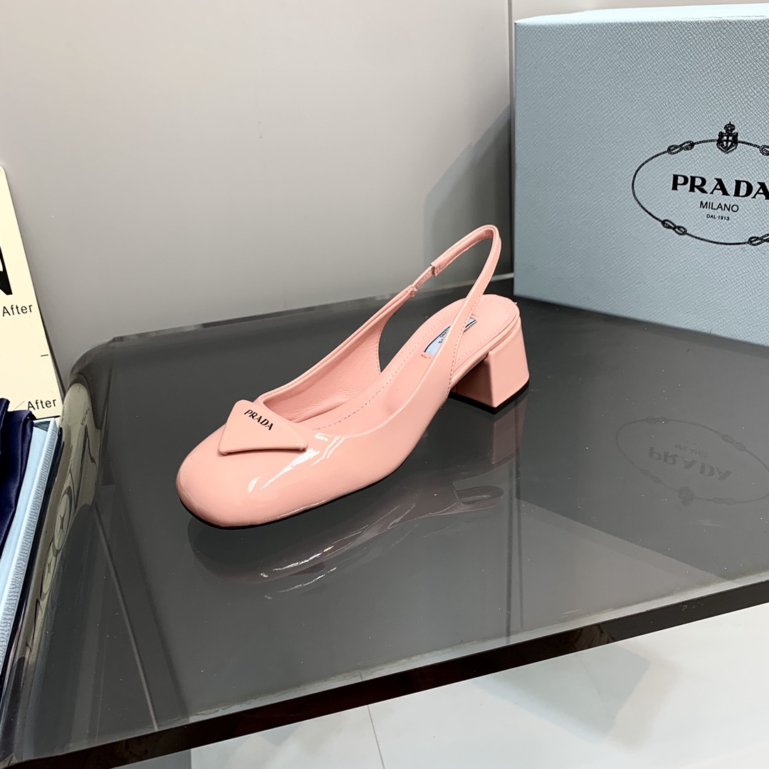 Pra*a Patent Slingback Pumps Light Pink For Women 2.1 in/ 5.5 cm