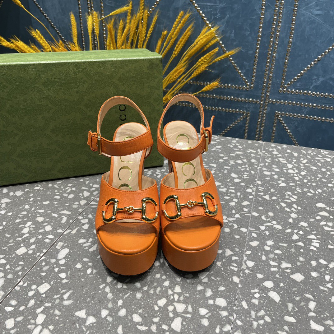 Gvc*1 Platform Sandal With Horsebit Orange For Women