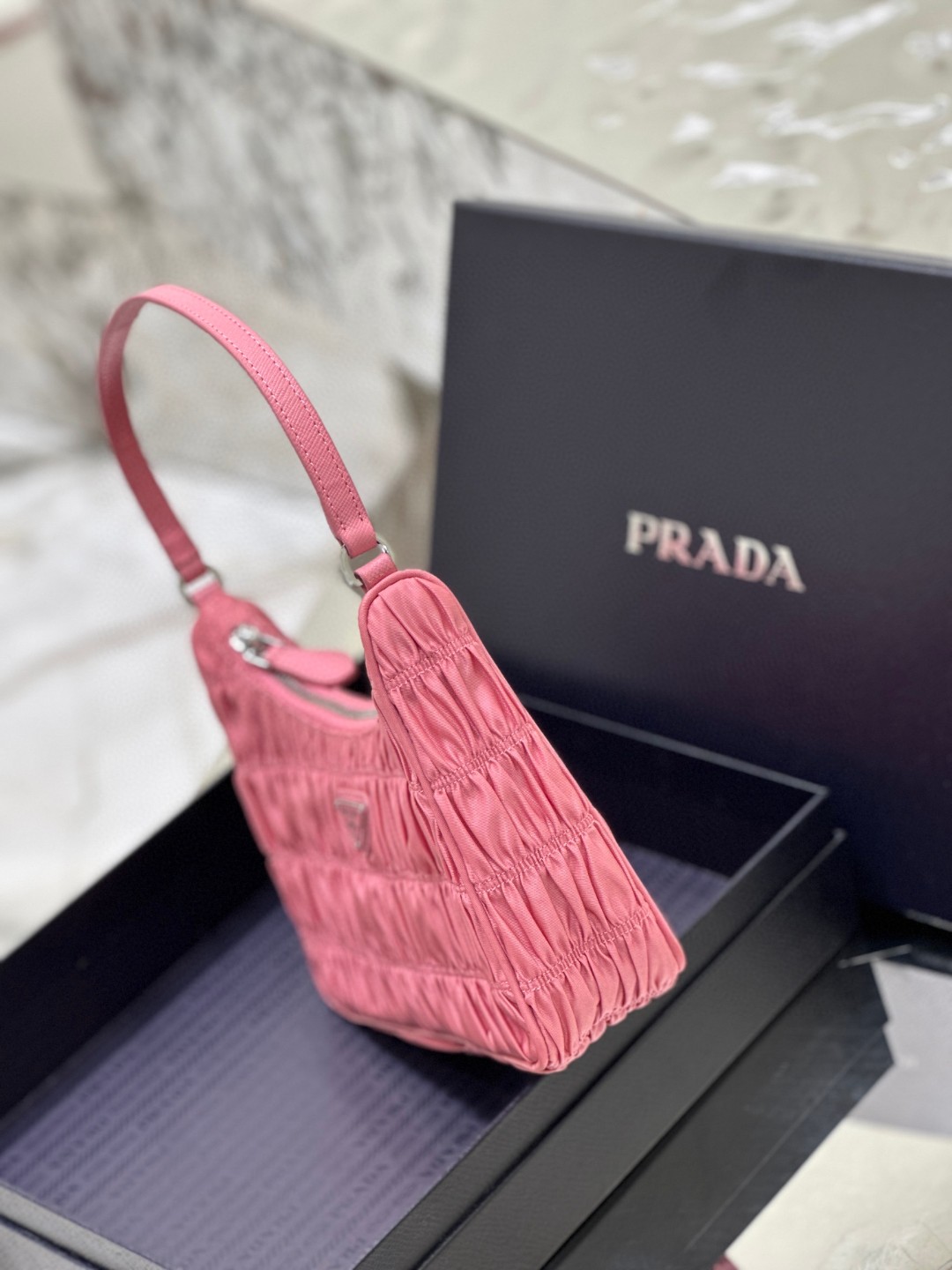 Pra*a Saffiano Mini Bag Pink/Beige/Blue For Women 8.6 in / 22 cm