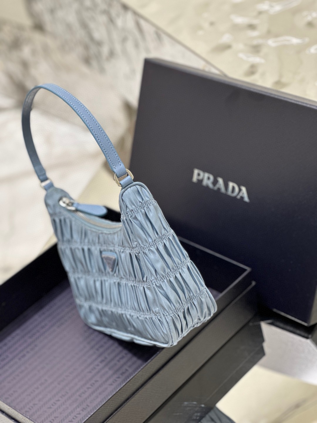 Pra*a Saffiano Mini Bag Pink/Beige/Blue For Women 8.6 in / 22 cm