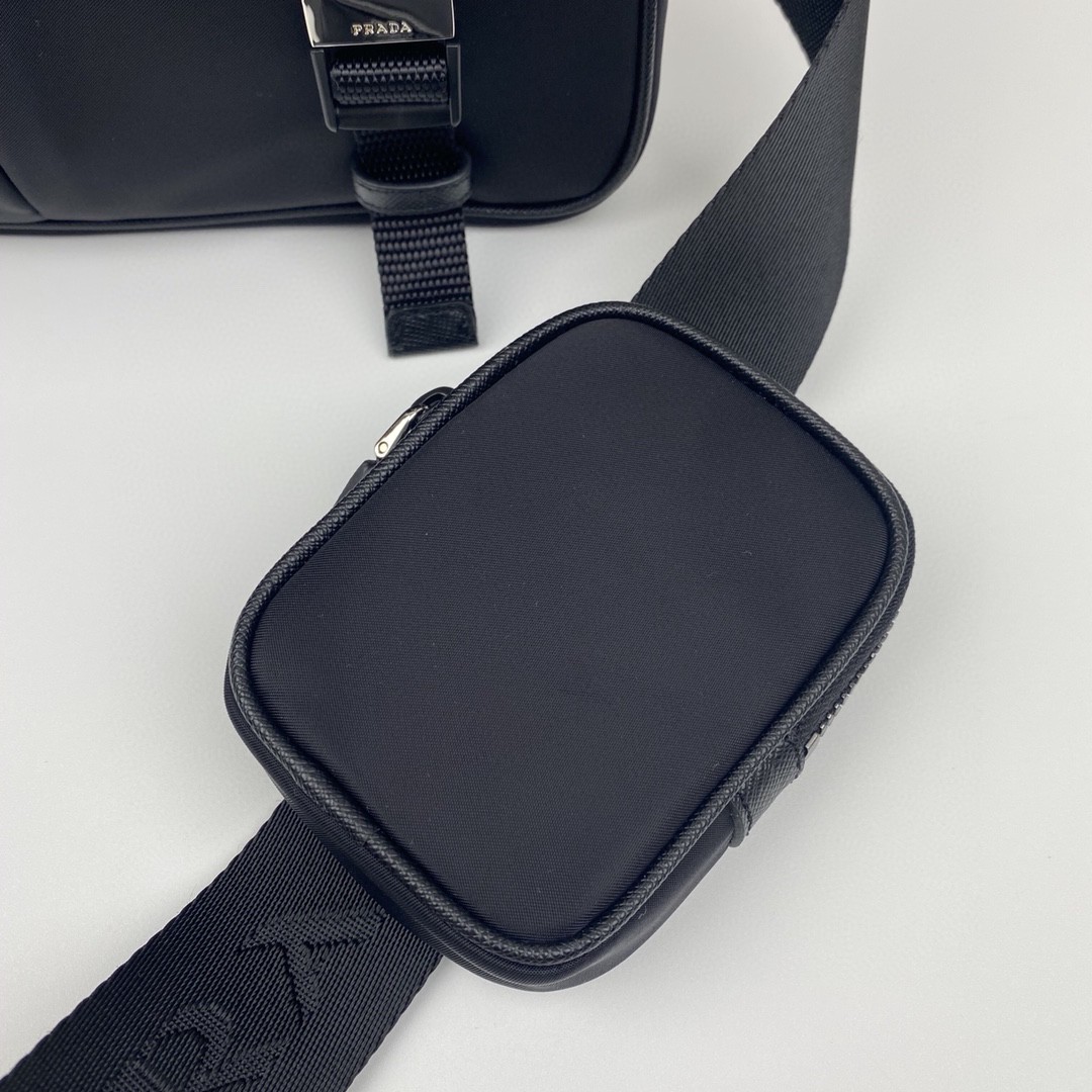 Pra*a Small Saffiano Shoulder Bag Black For Women 10.2 in / 26 cm