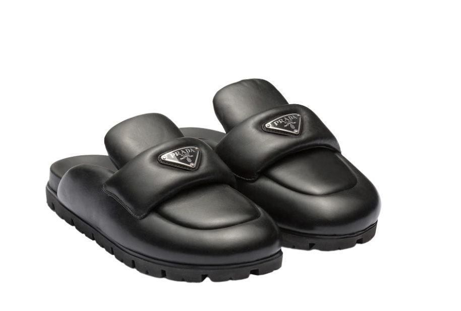 Pra*a Soft Padded Nappa Sabots Black For Women 0.8 in/ 2cm 1S084N_2DL8_F0002_F_020