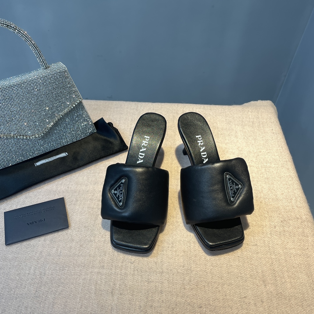 Pra*a Soft Padded Nappa Sandals Black For Women 2.6 in/ 6.5cm 1XX654_2DL8_F0002_F_065