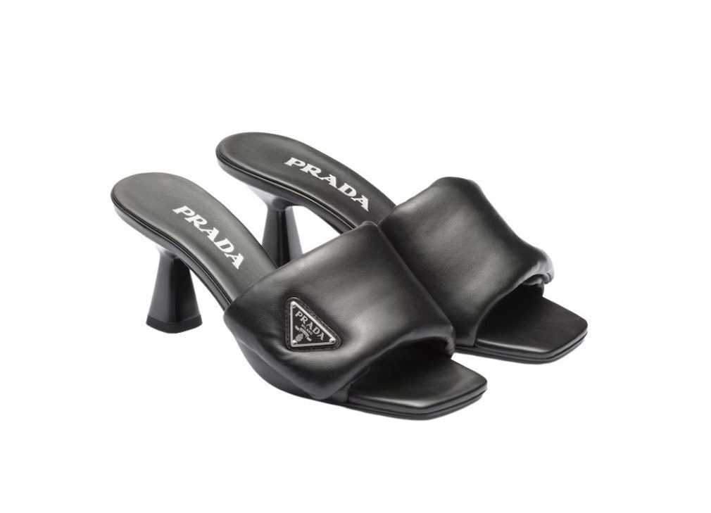 Pra*a Soft Padded Nappa Sandals Black For Women 2.6 in/ 6.5cm 1XX654_2DL8_F0002_F_065