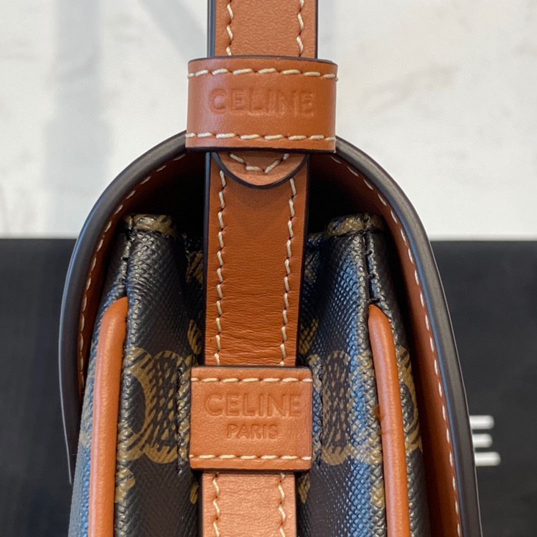 Ce1i*e Triomphe Saddle Bag In Canvas Brown For Women‎ 8.3in/21cm