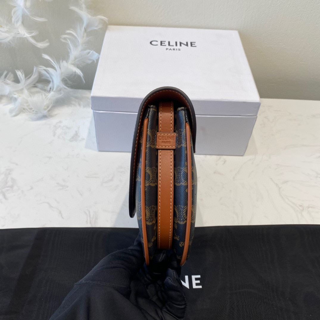 Ce1i*e Triomphe Saddle Bag In Canvas Brown For Women‎ 8.3in/21cm