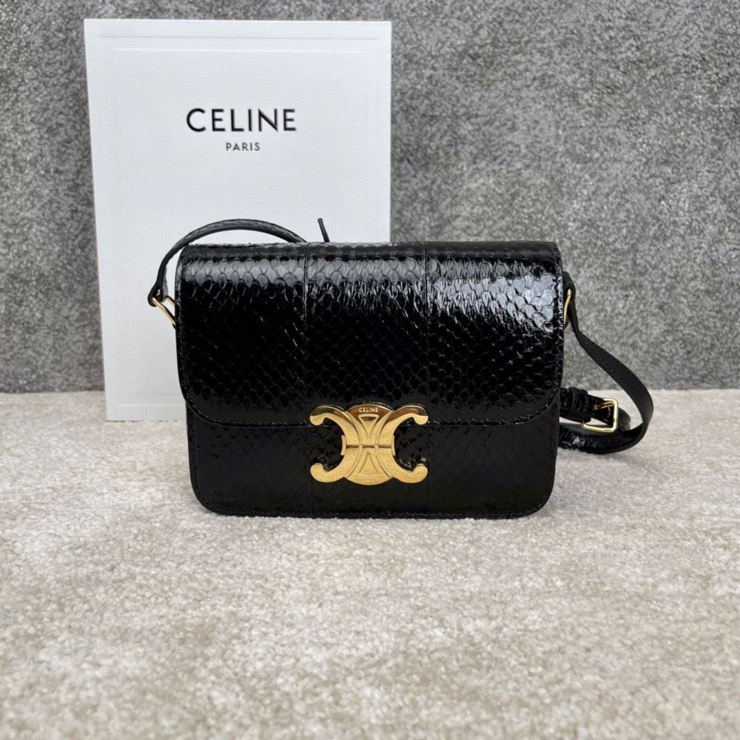 Ce1i*e Triomphe Shoulder Bag Brown/Black For Women‎ 7in/18.5cm