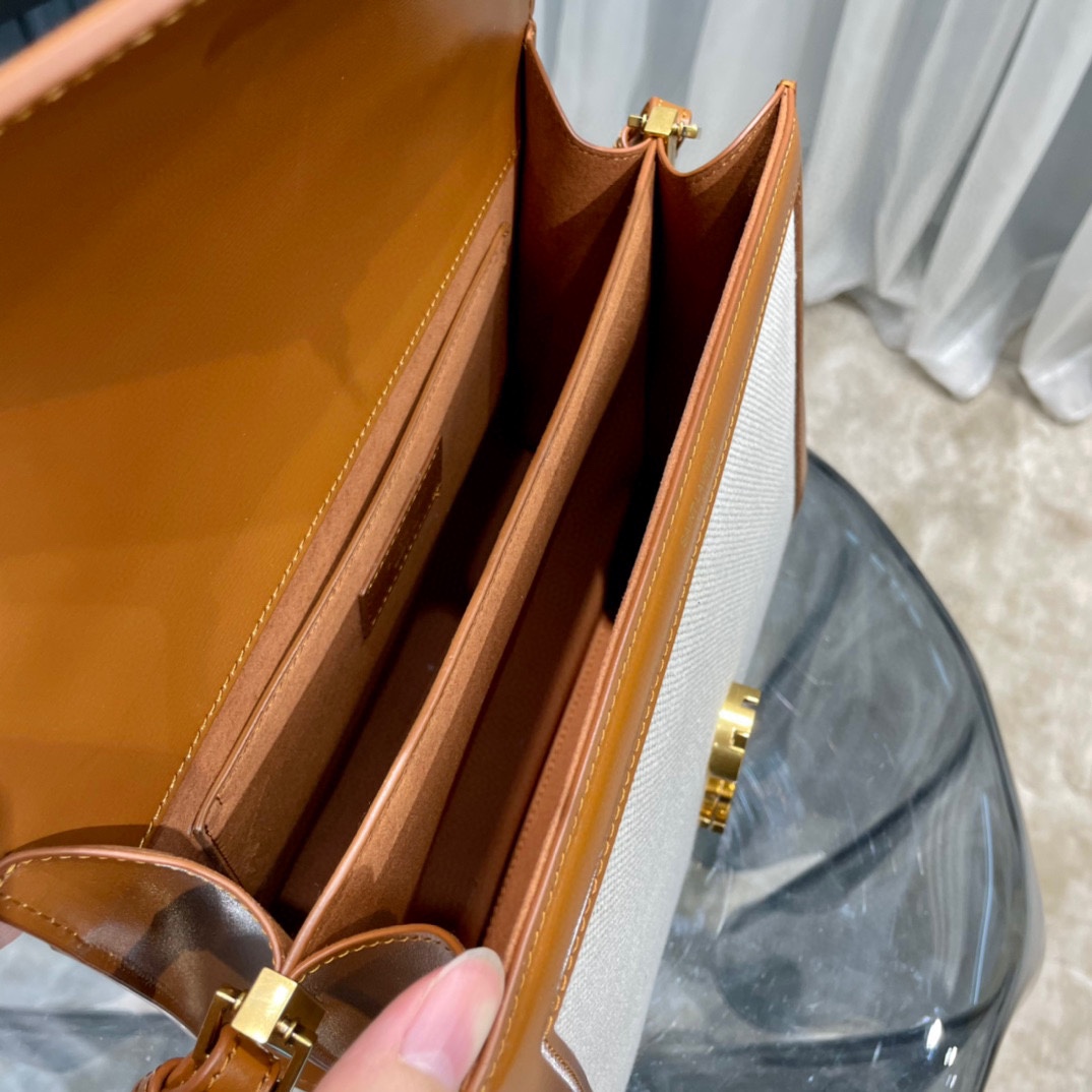 Sa1nt Lau*nt Cassandra Medium Top Handle Bag Black/Brown For Women‎ 9.6in/24.5cm 623931BOW0W1000