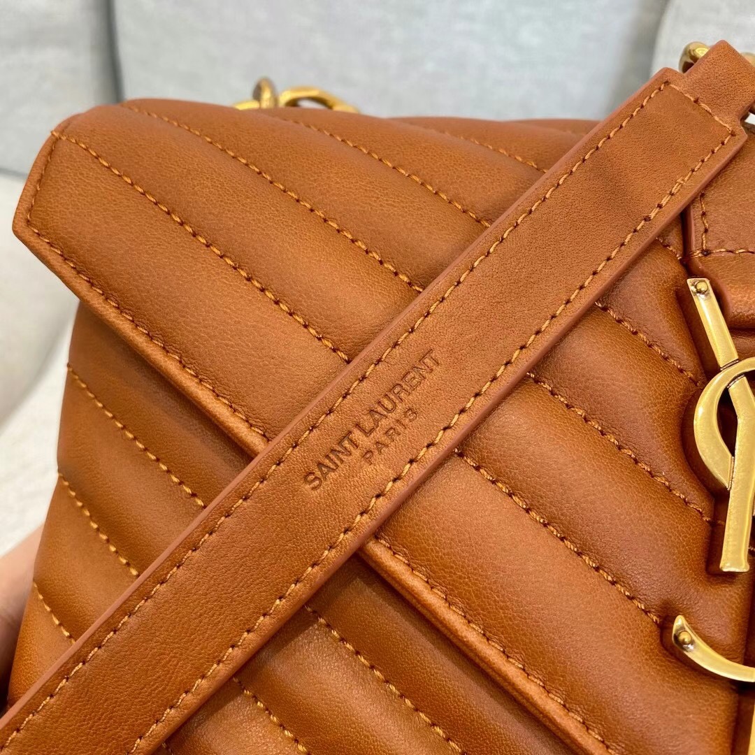 [True-to-ORIGINAL] Sa1nt Lau*nt College Medium Chain Bag Brown For Women‎ 9.4in/24cm 6002791U8077715